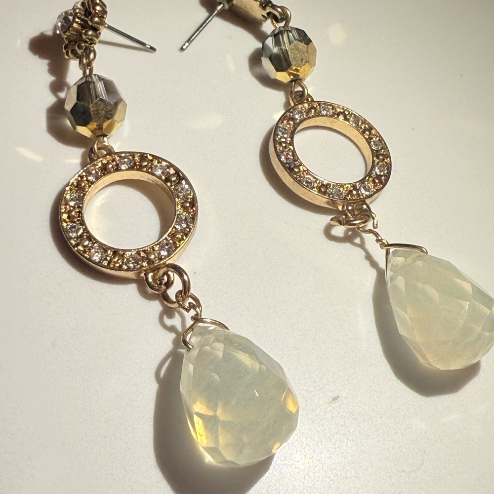 Chic Gold and Cream Dangle Earrings